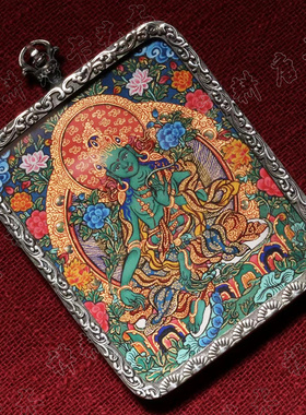 随身手绘吊坠男女银壳布本