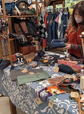 日本作家 褴褛手缝拼布娃娃古布项链胸针