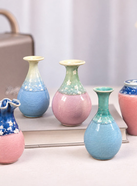 小花瓶迷你复古桌面陶瓷工艺品日式简约ins风插花景德镇居家美器
