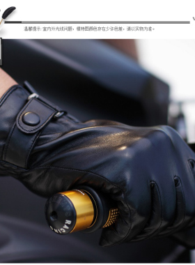 男士冬季加绒加厚摩托车羊皮手套