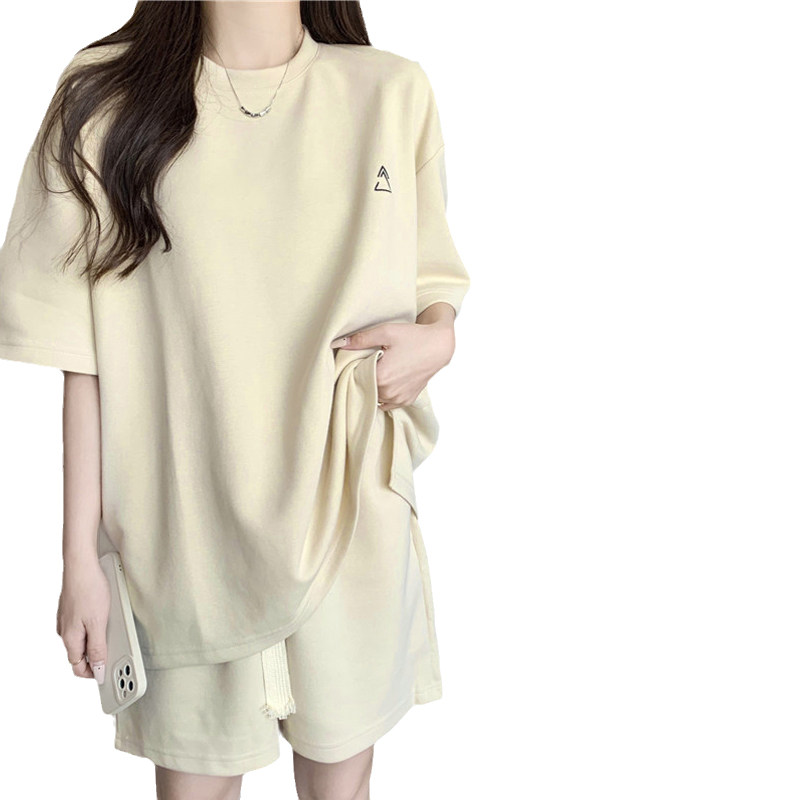 2024年新款休闲运动套装女夏季薄款宽松大码百搭短袖短裤两件套潮,淘宝优惠券,粉丝福利购,淘宝优惠卷