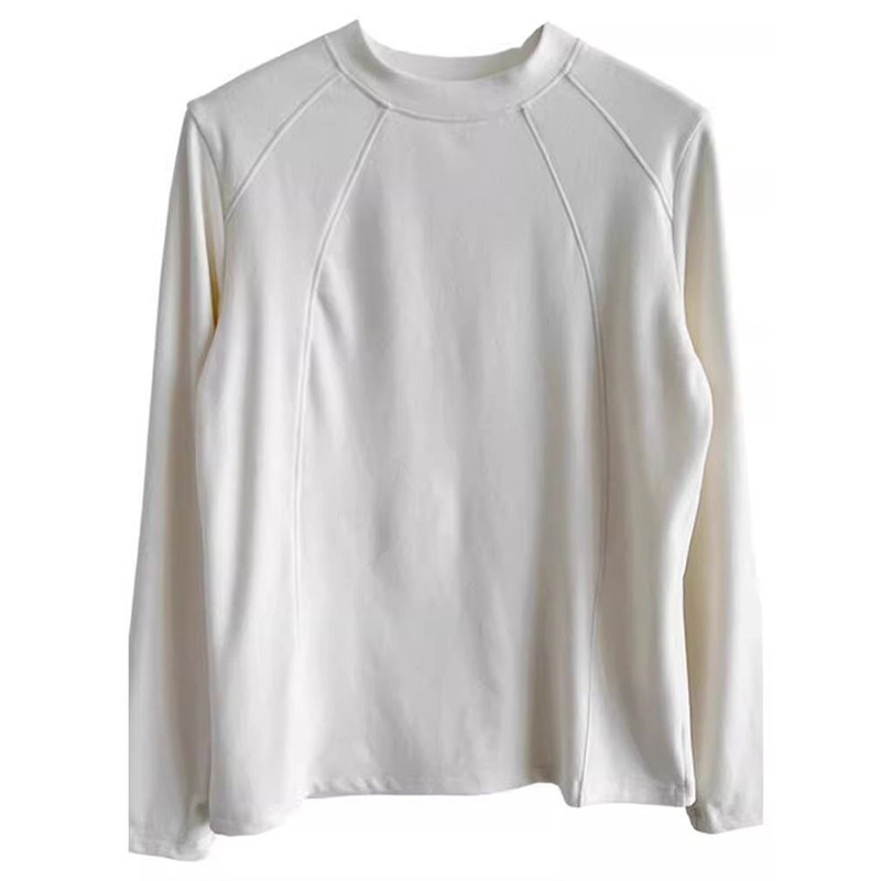 德绒磨毛保暖长袖打底衫女秋冬韩版宽松内搭可外穿半高领T恤上衣