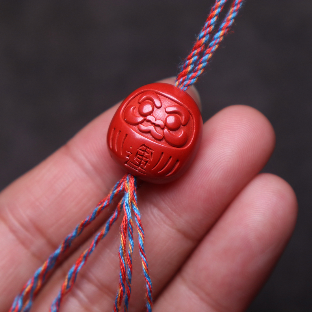 正品朱砂达摩招财转运背云隔珠手机挂件菩提手串长串diy文玩配饰 - 图3