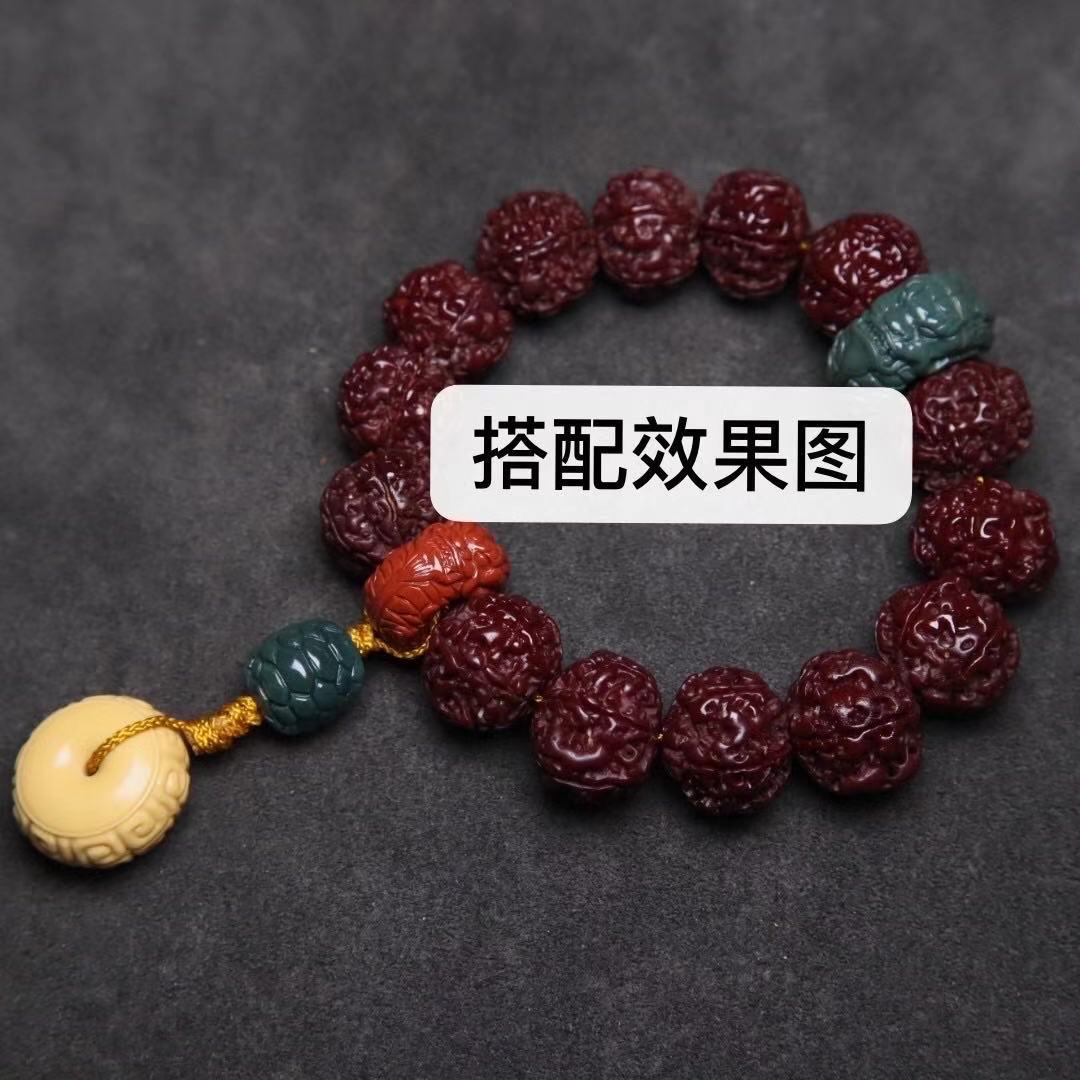 天然阿拉善玛瑙红绿灯龙扣墩子饼子隔珠108佛珠手串金刚星月配饰