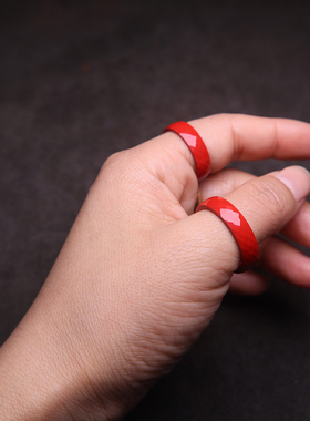 保真朱砂无相切面跑环戒指隔圈