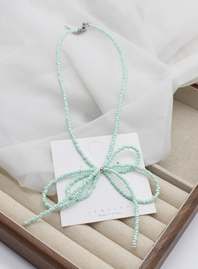 超仙多巴胺蝴蝶结项链女2025新款轻奢小众设计感锁骨链颈链配饰