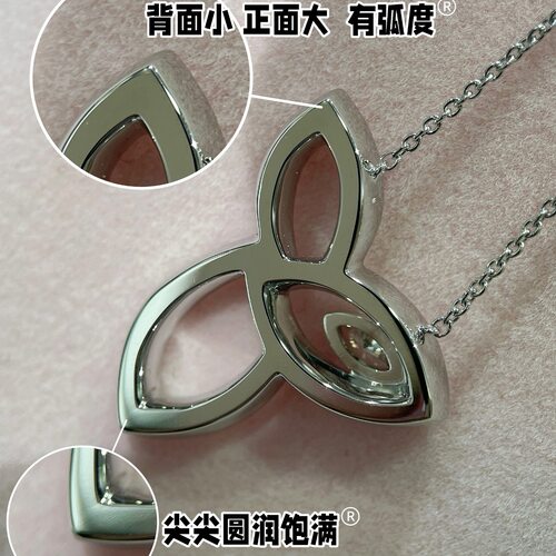 高版本H.W三叶草Lily项链女白金纯银925马眼满钻鸢尾花叶锁骨链 - 图0