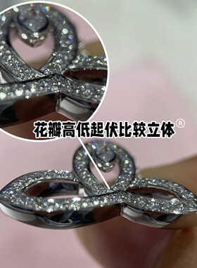 高版本H.W三叶草Lily项链女白金纯银925马眼满钻鸢尾花叶锁骨链