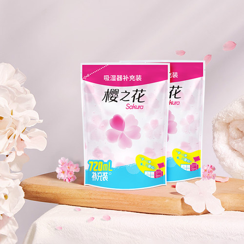 樱之花防霉干燥剂室内吸湿黄梅天除湿神器除湿盒补充装720ml*16 - 图2