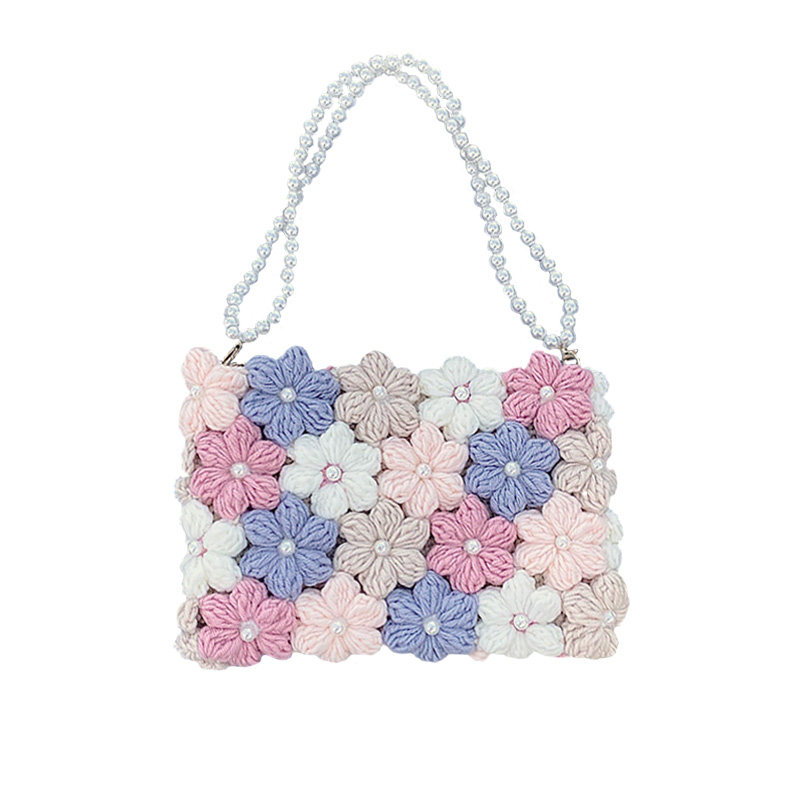 Stuuuly手工diy花朵包珍珠编织自制材料包毛线钩织成品手提包斜挎,淘宝优惠券,粉丝福利购,淘宝优惠卷