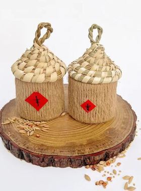 搬新家乔迁之喜五谷丰登国潮丰收节粮仓秋天创意手工编织摆件农作