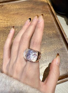 VSCH十字花水晶戒指爆闪潮流指环通用时尚潮牌简约