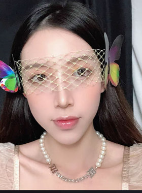 欧美日韩新娘艺术写真蝴蝶头饰网纱发式套装舞台森林风主题发夹