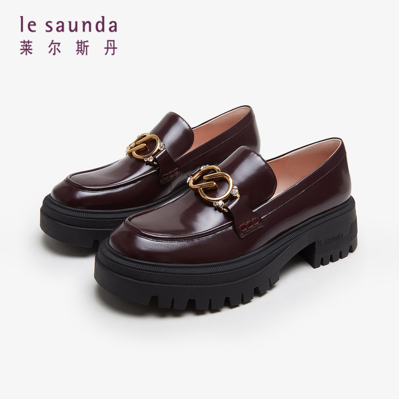 莱尔斯丹新款商场同款时尚深口粗跟乐福鞋女单鞋4T50204,淘宝优惠券,粉丝福利购,淘宝优惠卷