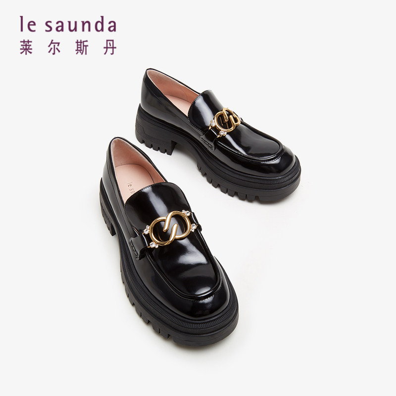 莱尔斯丹新款商场同款时尚深口粗跟乐福鞋女单鞋4T50204,淘宝优惠券,粉丝福利购,淘宝优惠卷