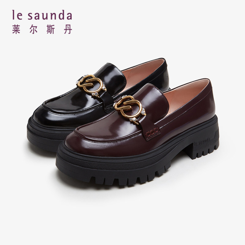 莱尔斯丹新款商场同款时尚深口粗跟乐福鞋女单鞋4T50204,淘宝优惠券,粉丝福利购,淘宝优惠卷