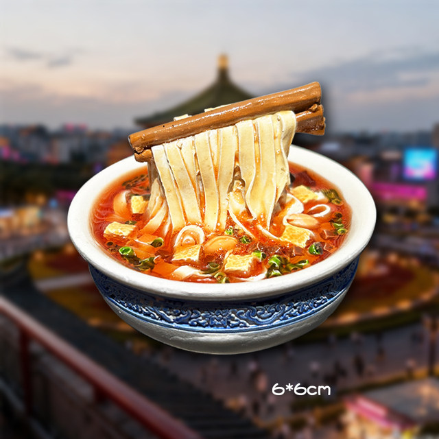 Xi'an gourmet meat sandwich steamed buns and noodles three-dimensional refrigerator magnet