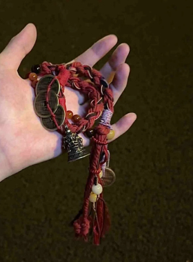 山鬼花钱李火旺印象手链女新中式小众编织铃铛手链女复古藏式手绳