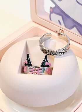 库洛米巴库小礼服系列情侣戒指对戒骷髅头印花精致时尚原创设计