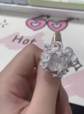 新款潮古希腊美杜莎女王古币戒指艺术手作复古重工个性精致礼物戒