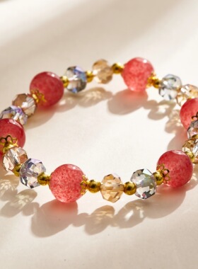 浪美草莓晶多宝手链女款