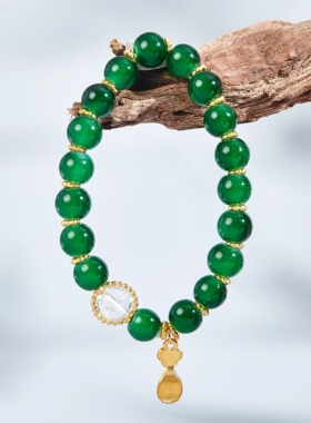 新中式轻奢蝴序绿珠手链