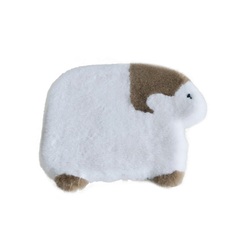 倚澳白仿兔毛绒坐垫可爱羊形加厚卡通坐椅垫长毛柔软黑宠物垫地垫