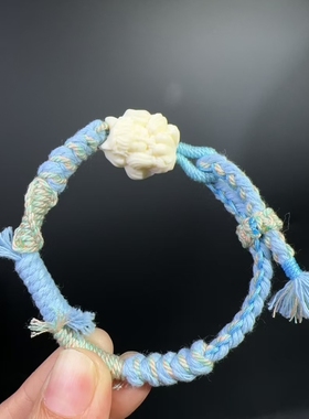 象牙果九尾狐蓝色手工棉绳手链棉绳彩色流苏耐磨编织绳