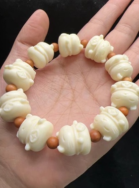 象牙果招财猫6M芭比檀香隔珠文玩手链手串