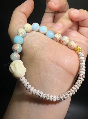 3*5MM星月菩提搭配寿山石兔子手链编织手绳2新款手串手饰闺蜜学生