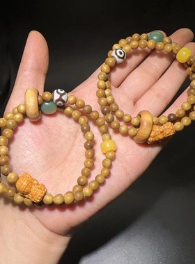 6MM绿檀木双圈度母手链民族风搭配度母手串