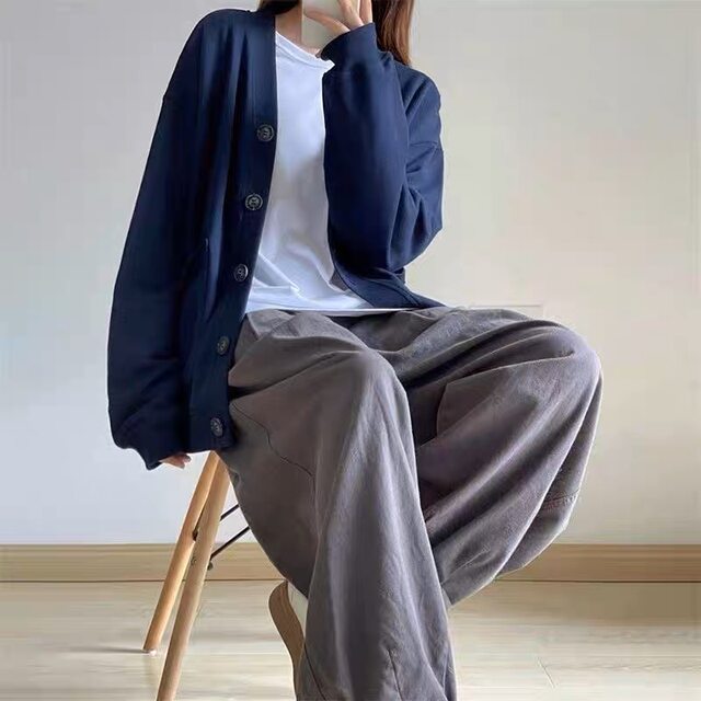 ແອວສູງ unisex ແບບຍີ່ປຸ່ນກາງເກງຂາກວ້າງຜ້າຝ້າຍບໍລິສຸດ