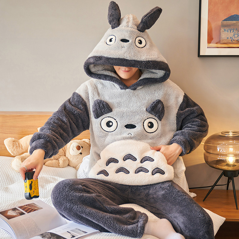 男士秋冬款加绒加厚卡通珊瑚绒睡衣 静英鸾睡衣/家居服套装