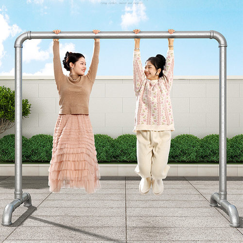 钢管晾衣架挂衣架单杆特厚卧室落地立式阳户外晒衣服被子不锈镀锌 - 图0