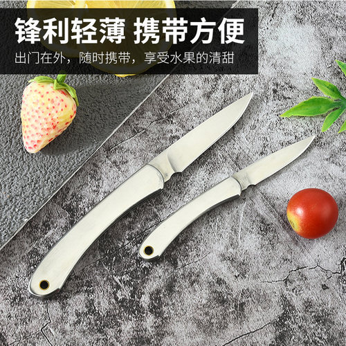 全钢不锈钢折叠水果刀便捷随身钥匙扣刀迷你小刀家用瓜果刀削皮刀 - 图1