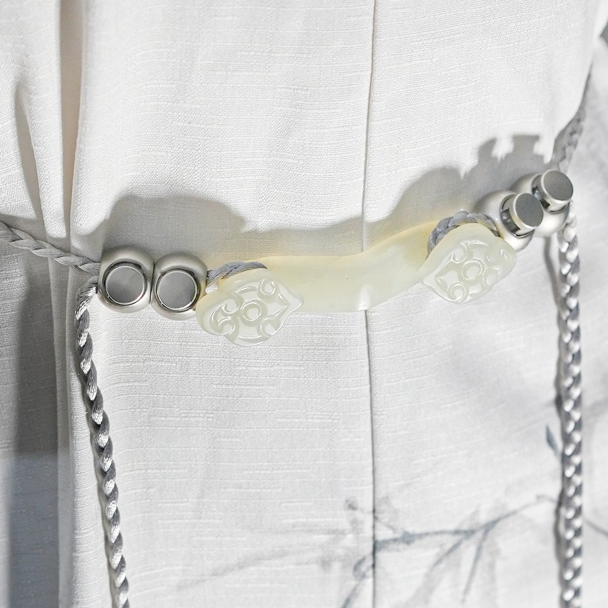 风雅司制真玉带勾腰绳汉服配饰通用银灰色流苏宫绦明制道袍圆领袍 - 图3