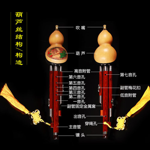 葫芦丝乐器官方旗舰店高级专业演奏级红檀木c调成人降b调高档品牌 - 图2