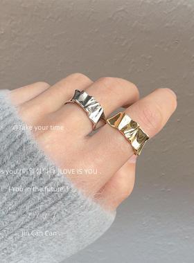 Advanced Sense Plating 18K Irregular Pleated Texture Open Ri