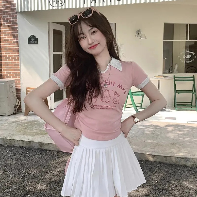 辣妹螺纹正肩短袖T恤小个子短款露脐polo衫女夏季修身显瘦ins上衣,淘宝优惠券,粉丝福利购,淘宝优惠卷