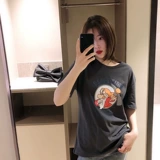 Tide, мультяшная базовая приятная телу футболка, короткий рукав, коллекция 2022, в корейском стиле, оверсайз