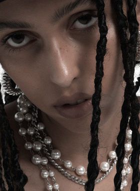 原创小众设计三层嘻哈风珍珠项链