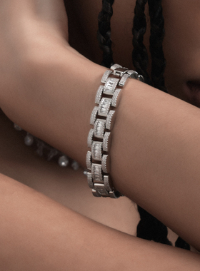 ms情绪波动满镶长方钻女嘻哈手链