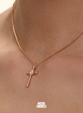 情绪波动925银镀玫瑰金锁骨链