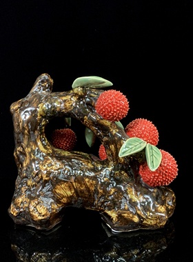 荔枝摆件客厅陶瓷招财乔迁送礼