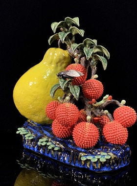 荔枝柚子摆件家居装饰品陶瓷招财