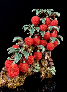 客厅陶瓷荔枝摆件新中式乔迁送礼