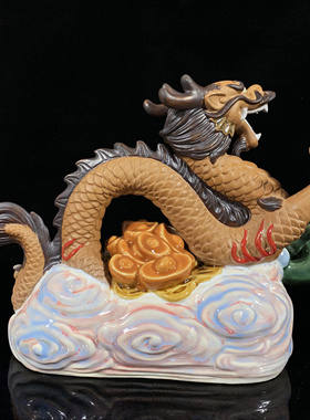 陶瓷客厅玄关精品十二生肖龙摆件