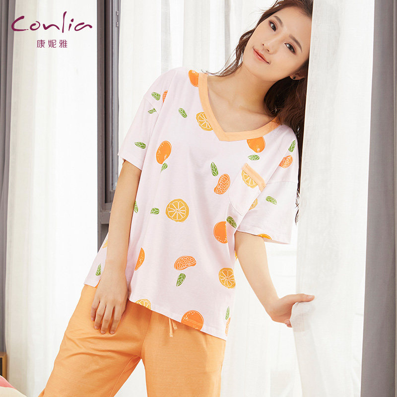 康妮雅休闲短袖七分裤夏季居家服 康妮雅睡衣/家居服套装