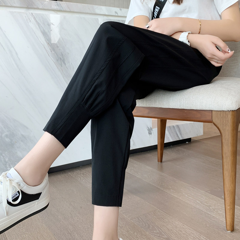 冰丝夏季防晒显瘦哈伦束脚休闲卫裤 韩优格休闲裤