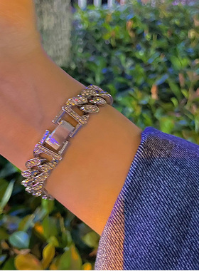 王一博同款满钻古巴链ins潮蹦迪